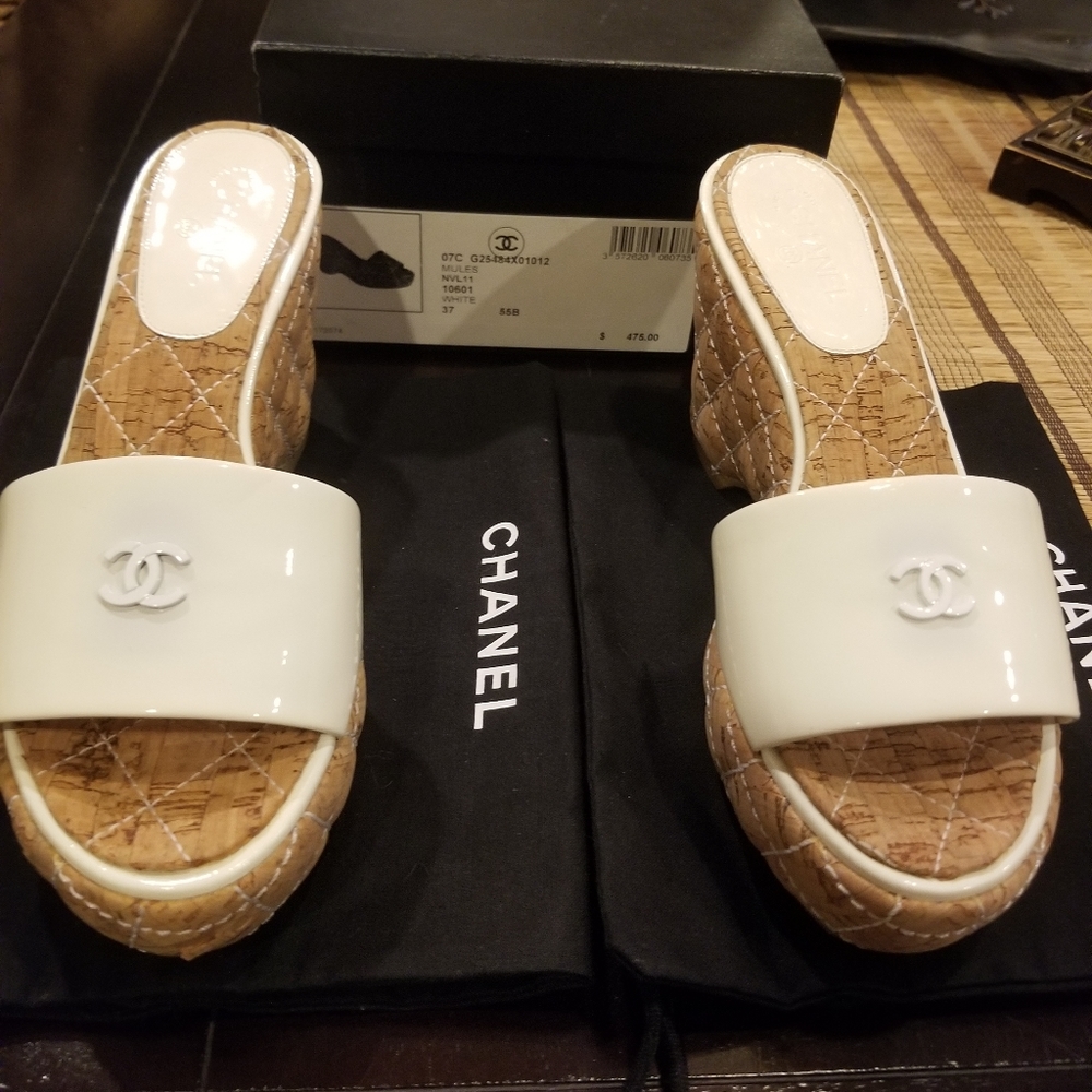 Authentic Chanel Mules - White - Size 37 - NWT